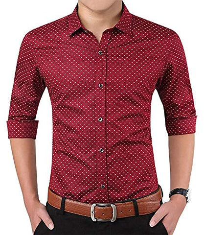 LionRoar Men's Printed Slim Fit Cotton Full Sleeve Formal Shirt