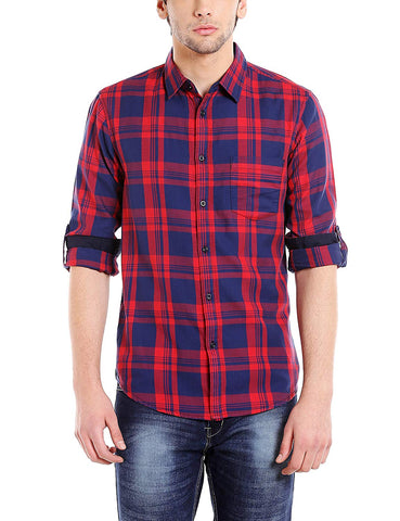 Dennis Lingo Men's Cotton Checkered Casual Shirt